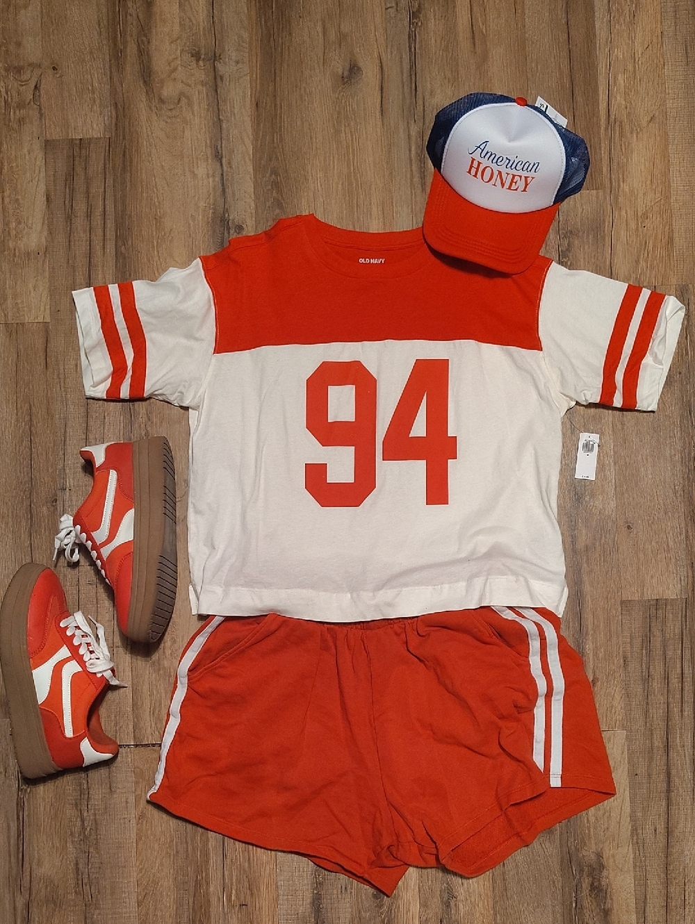 Old Navy Sporty Red Crew Neck Tee